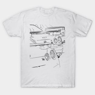 Skyline R32 R33 R34 GTR Wireframe Black T-Shirt